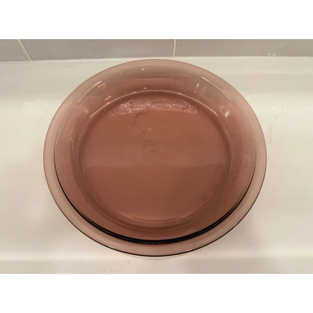Pyrex Visions Cranberry Glass Pie Plate‎ 9 Inch 209 23cm Vintage Bakeware Dish